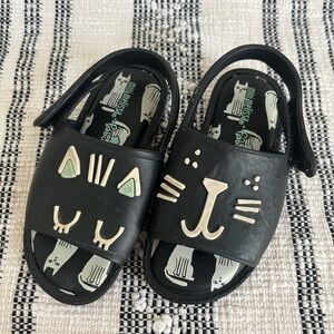 Mini Melissa + Fabula Black Cat Velcro Slingback Strap Jelly Sandals US 9